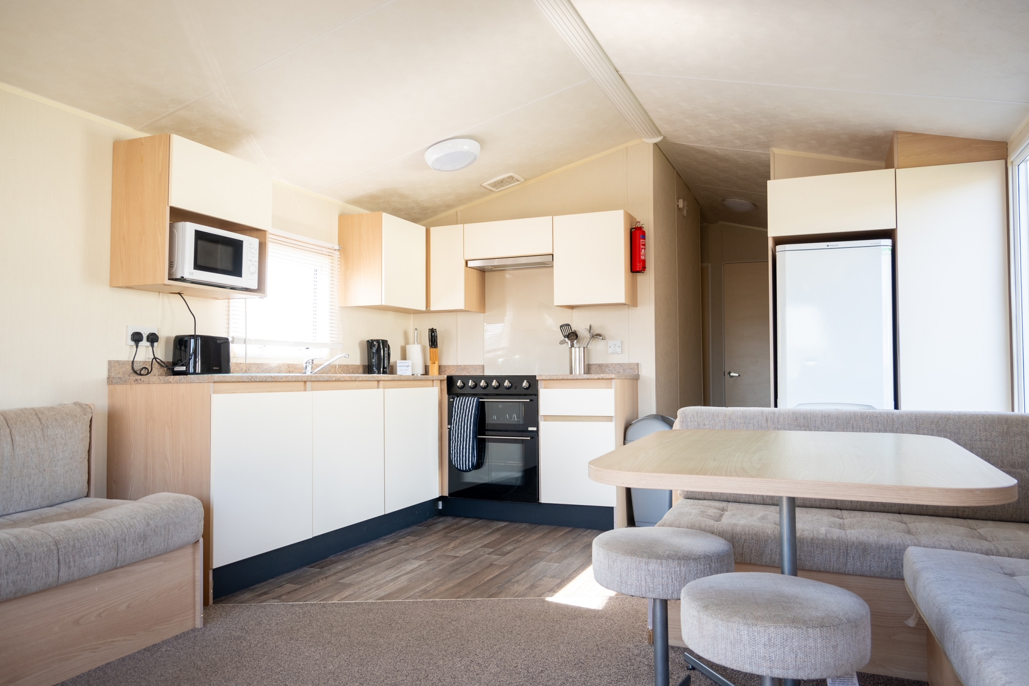 kitchen inside mobile home